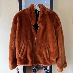 Free People Fur Bomber Jacket
